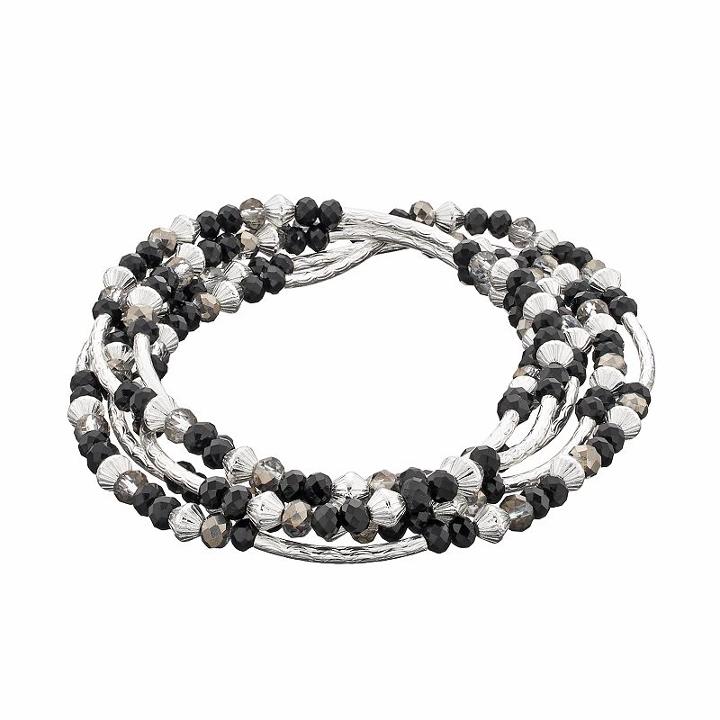 Napier Curved Bar Beaded Convertible Wrap Bracelet, Women's, Black