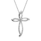 10k White Gold 1/4-ct. T.w. Diamond Cross Pendant, Women's, Size: 18