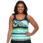 Plus Size Zeroxposur Printed Empire Tankini Top, Women's, Size: 20 W, Med Blue
