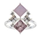 Brilliance Silver Plated Geometric Ring With Swarovski Crystals, Women's, Size: 7, Pink