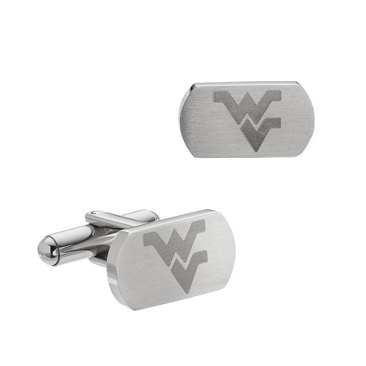 Fiora Stainless Steel West Virginia Mountaineers Cuff Links, Men's, Grey