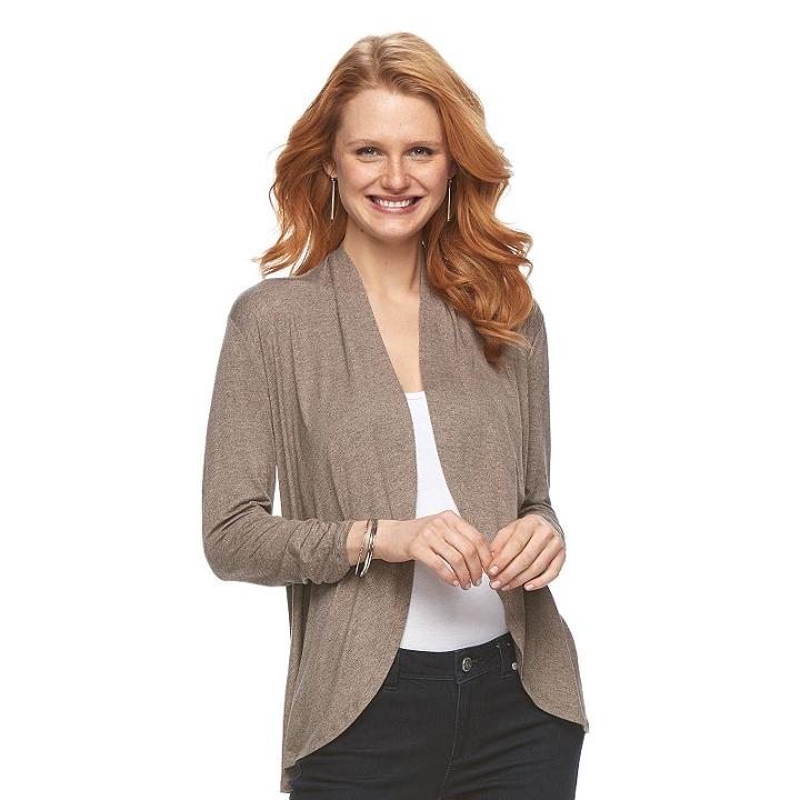 Women's Apt. 9&reg; Flyaway Cardigan, Size: Small, Dark Beige