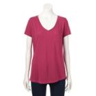 Women's Sonoma Goods For Life&trade; Solid V-neck Tee, Size: Large, Dark Red