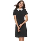 Women's Elle&trade; Embroidered Collar Sheath Dress, Size: Xxl, Black