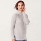Women's Lc Lauren Conrad Lace-up Raglan Sweater, Size: Xxl, Dark Grey