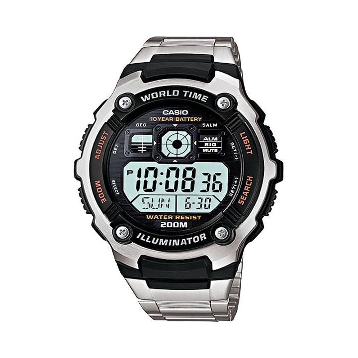 Casio Men's Illuminator Stainless Steel Digital Chronograph Watch - Ae2000wd-1av, Multicolor