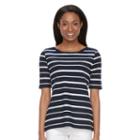 Petite Croft & Barrow&reg; Button-shoulder Tee, Women's, Size: M Petite, Blue