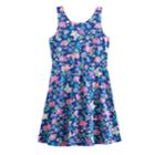 Girls 7-16 So&reg; V-back Patterned Skater Dress, Size: S/7-8, Dark Blue