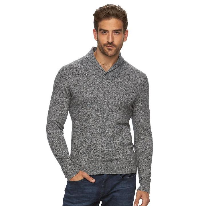 Big & Tall Marc Anthony Slim-fit Marled Cashmere-blend Merino Shawl Sweater, Men's, Size: Xl Tall, Med Grey