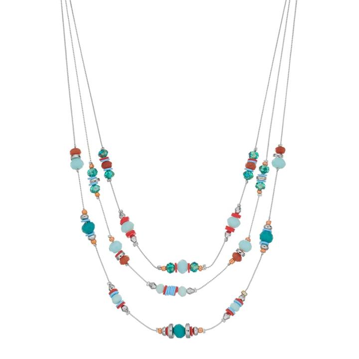 Beaded Multi Strand Illusion Necklace, Women's, Turq/aqua