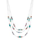 Beaded Multi Strand Illusion Necklace, Women's, Turq/aqua