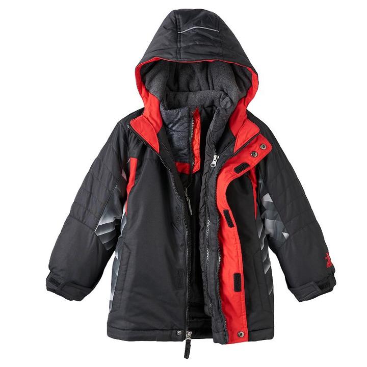 Boys 4-7 Zeroxposur 3-in-1 Hooded Heavyweight Systems Jacket, Boy's, Size: Medium, Black