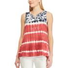 Women's Chaps Patriotic Lace-up Tank, Size: Small, Red