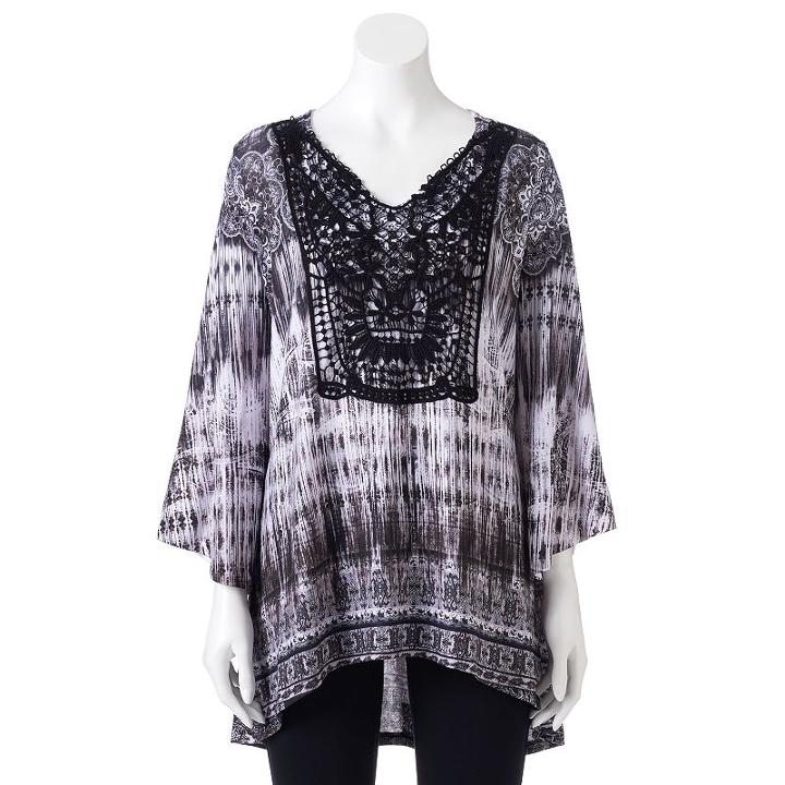 Women's World Unity Crochet High-low Tunic, Size: Large, Grey (charcoal)