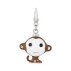 Sterling Silver Crystal Monkey Charm, Women's, Brown