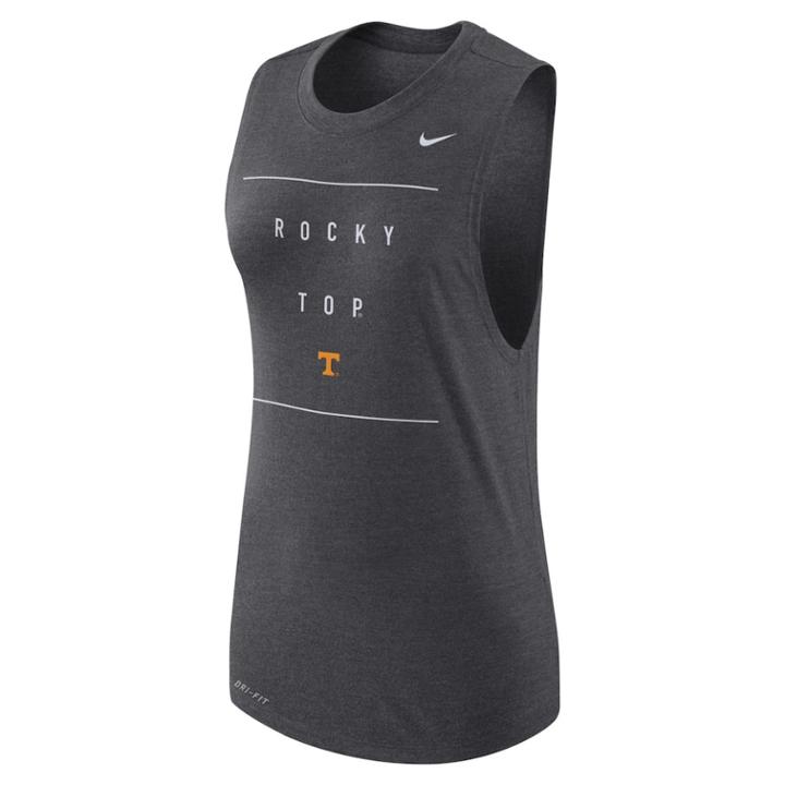 Women's Nike Tennessee Volunteers Dri-fit Muscle Tank Top, Size: Medium, Grey