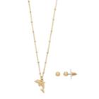 Lc Lauren Conrad Dolphin Pendant Necklace & Stud Earring Set, Women's, Gold