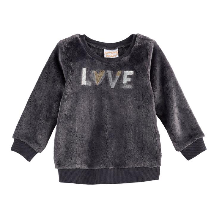 Baby Girl Jumping Beans&reg; Plush Pullover, Size: 3 Months, Grey
