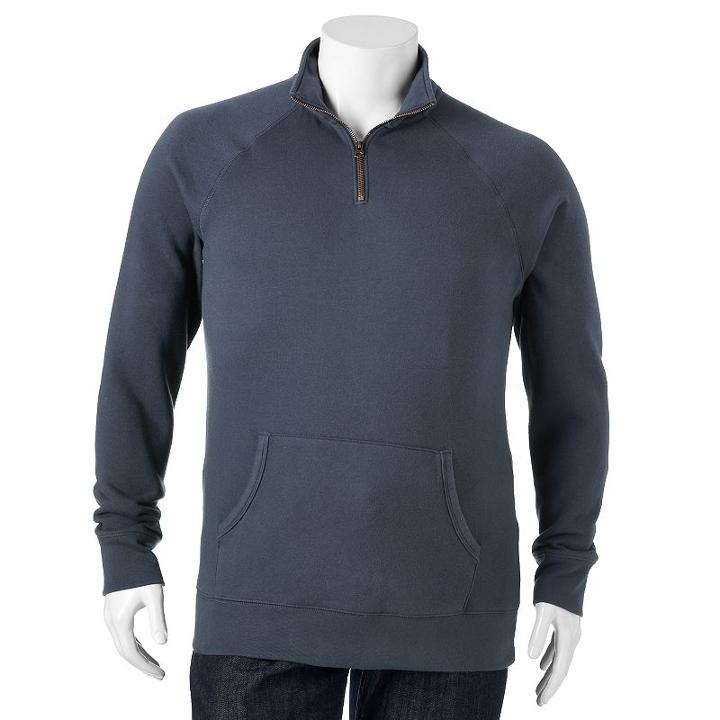 Big & Tall Sonoma Goods For Life&trade; Quarter-zip Fleece Pullover, Men's, Size: L Tall, Dark Blue