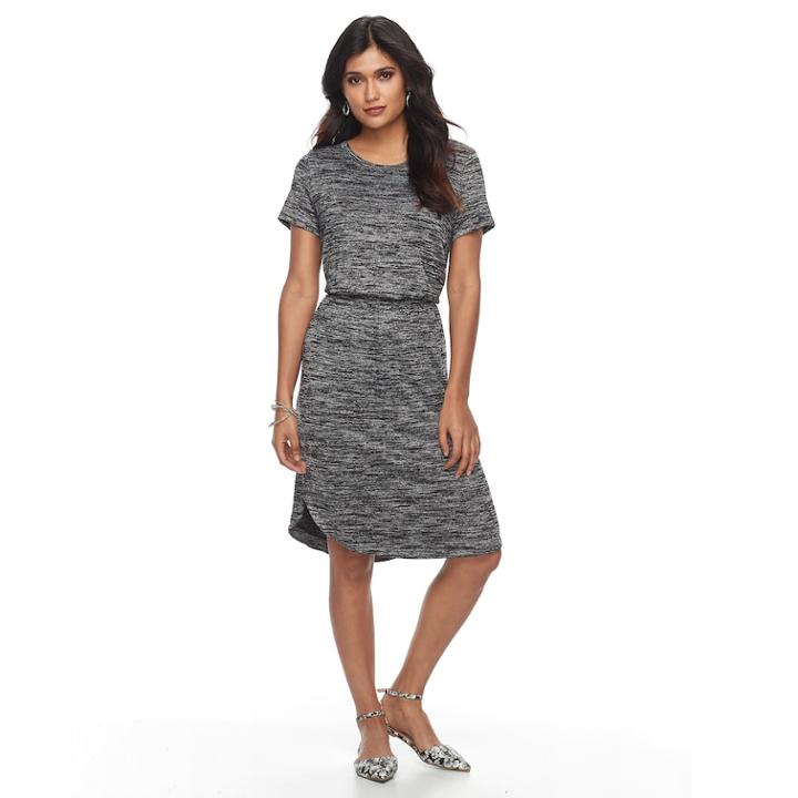 Petite Apt. 9&reg; Smocked T-shirt Dress, Women's, Size: Xl Petite, Black