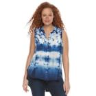 Plus Size Rock & Republic&reg; Tie-dye Shirt, Women's, Size: 2xl, Blue