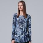 Women's Simply Vera Vera Wang Print Crewneck Tee, Size: Large, Dark Blue