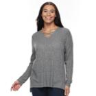 Plus Size Apt. 9&reg; Crisscross Ribbed Sweater, Women's, Size: 1xl, Brt Purple
