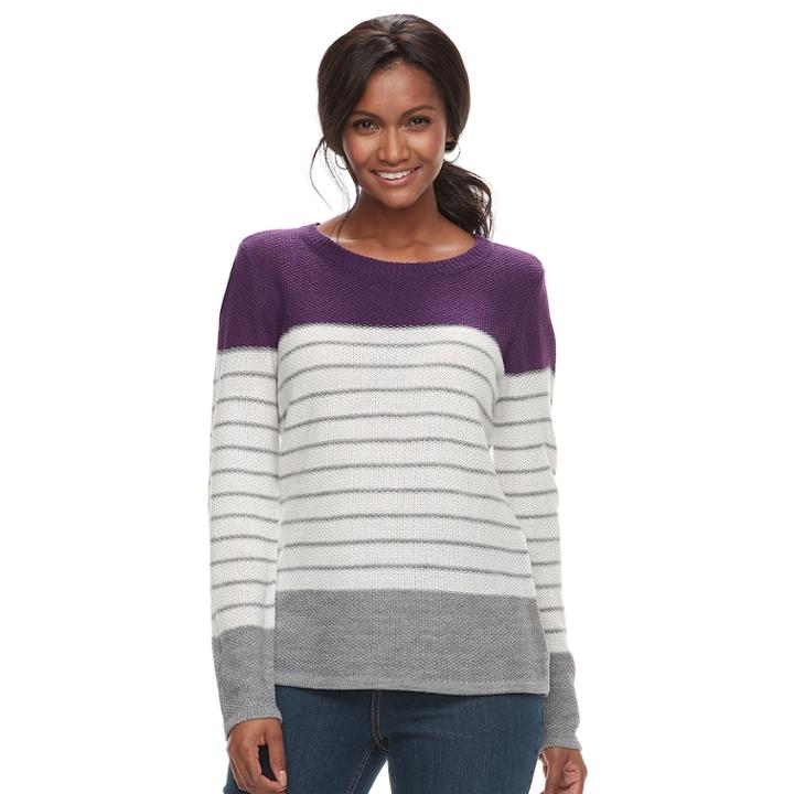Women's Croft & Barrow Seed-stitch Crewneck Sweater, Size: Xl, Brt Purple