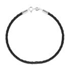 Individuality Beads Sterling Silver Braided Leather Bracelet, Women's, Black