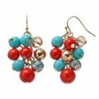 Simulated Turquoise Beaded Cluster Nickel Free Drop Earrings, Women's, Multicolor