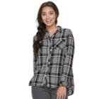 Petite Sonoma Goods For Life&trade; High-low Plaid Shirt, Women's, Size: M Petite, Black