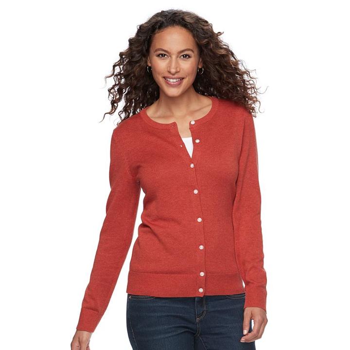 Women's Croft & Barrow&reg; Essential Cardigan, Size: Xl, Med Orange