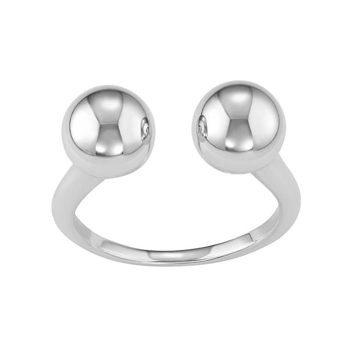 Sterling Silver Ball Open Ring, Women's, Size: 8, Grey