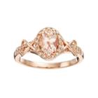 10k Rose Gold Morganite & 1/4 Carat T.w. Diamond Halo Ring, Women's, Size: 7, Pink