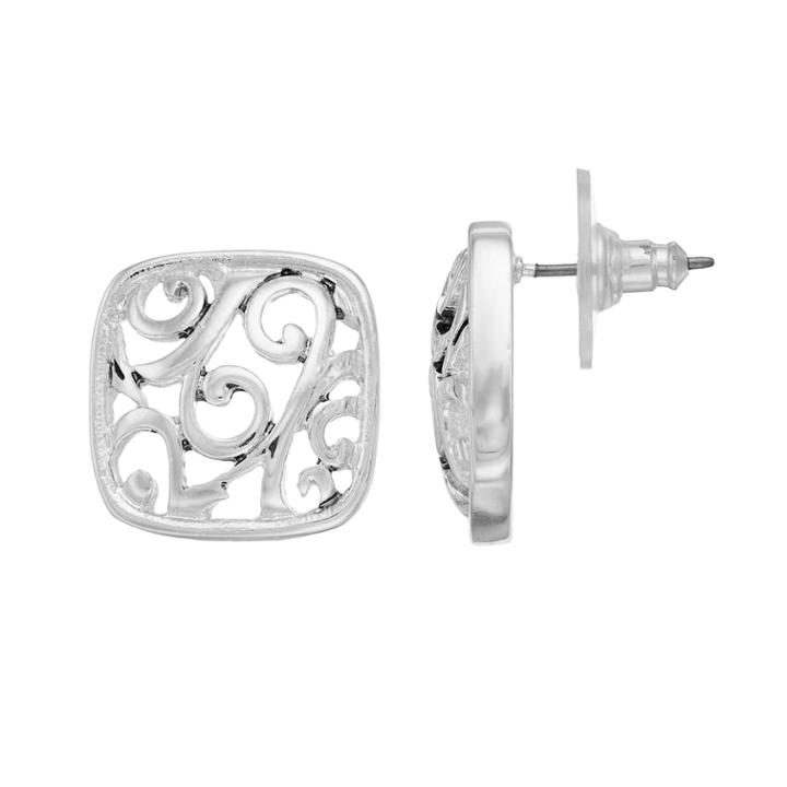 Napier Openwork Filigree Square Drop Earrings, Women's, Silver