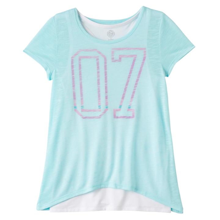 Girls Plus Size Double Layer Tulip Back Tank Top Tee, Size: 12 1/2, Turquoise/blue (turq/aqua)