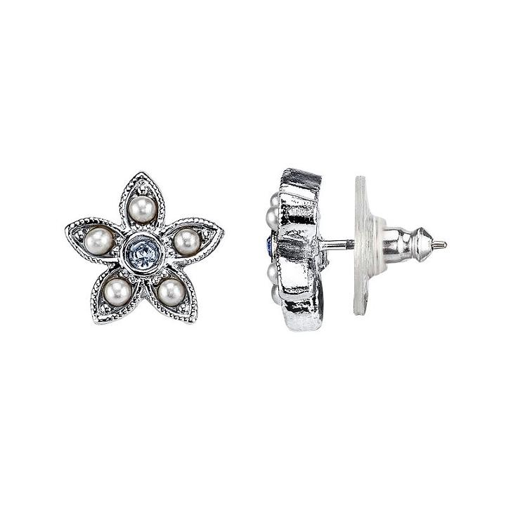 Downton Abbey Flower Stud Earrings, Women's, White