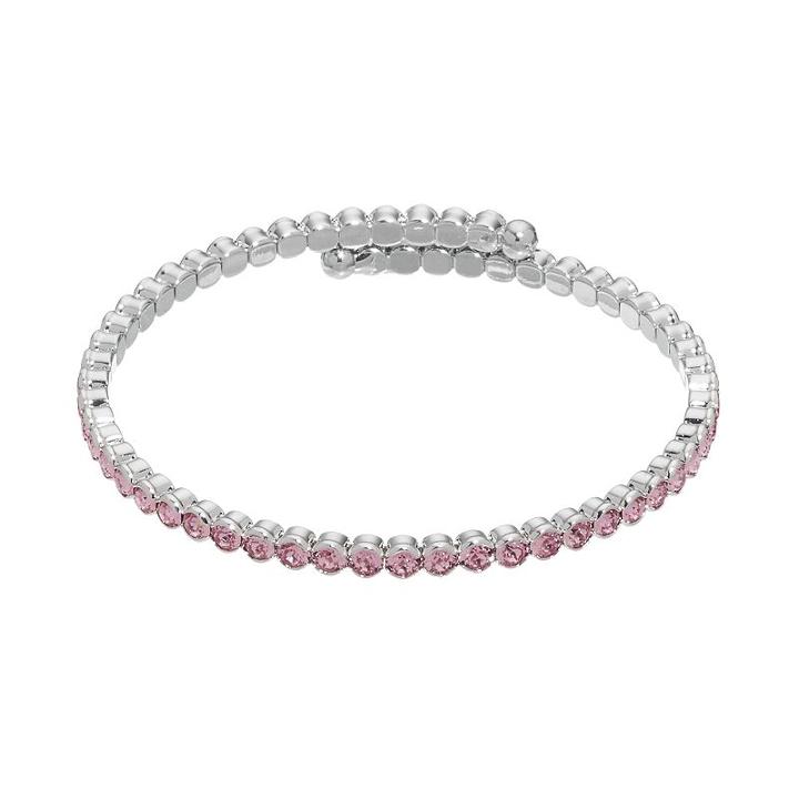 Silver Plated Crystal Coil Bracelet, Women's, Pink