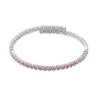 Silver Plated Crystal Coil Bracelet, Women's, Pink