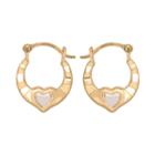 14k Gold Two Tone Heart Hoop Earrings - Kids, Girl's, Yellow