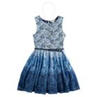 Girls 7-16 Knitworks Ombre Lace Belted Skater Dress With Necklace, Size: 10, Blue (navy)