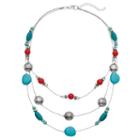 Simulated Turquoise Multi Strand Beaded Necklace, Women's, Turq/aqua