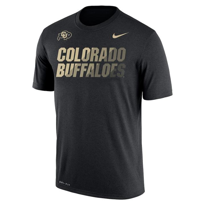 Men's Nike Colorado Buffaloes Legend Staff Sideline Dri-fit Tee, Size: Xxl, Black