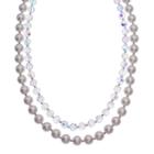 Crystal Avenue Silver-plated Crystal And Simulated Pearl Necklace - Made With Swarovski Crystals, Women's, Size: 18, Multicolor