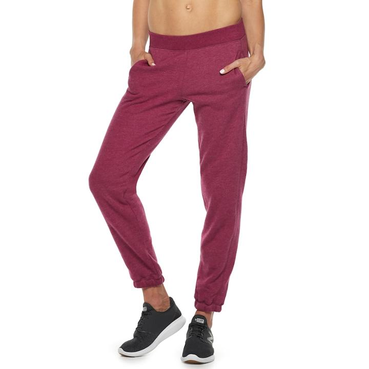 Women's Tek Gear&reg; Fleece Banded Bottom Mid-rise Sweatpants, Size: Xl, Dark Red