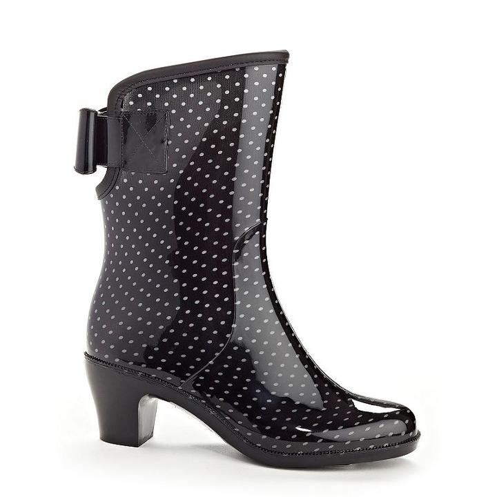 Henry Ferrera Diva Women's Water-resistant High-heel Rain Boots, Size: 7, Black