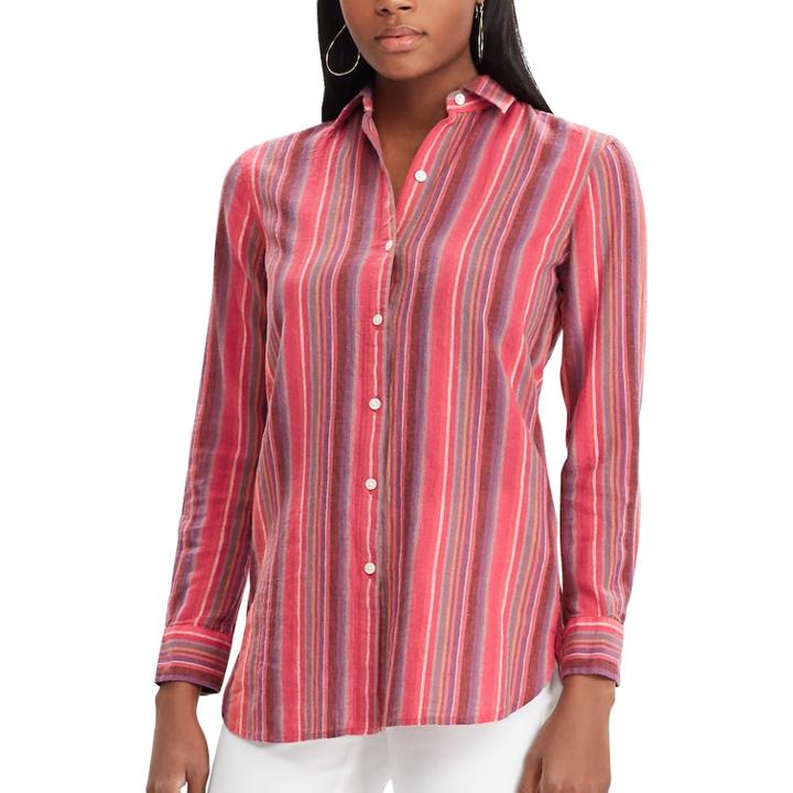 Women's Chaps Print Relaxed Shirt, Size: Small, Red