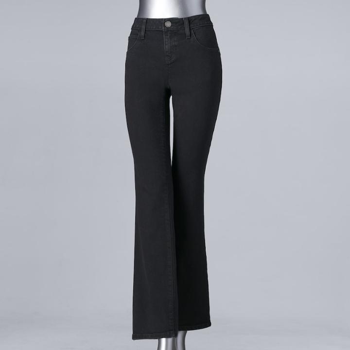 Women's Simply Vera Vera Wang Midrise Bootcut Jeans, Size: 16, Black