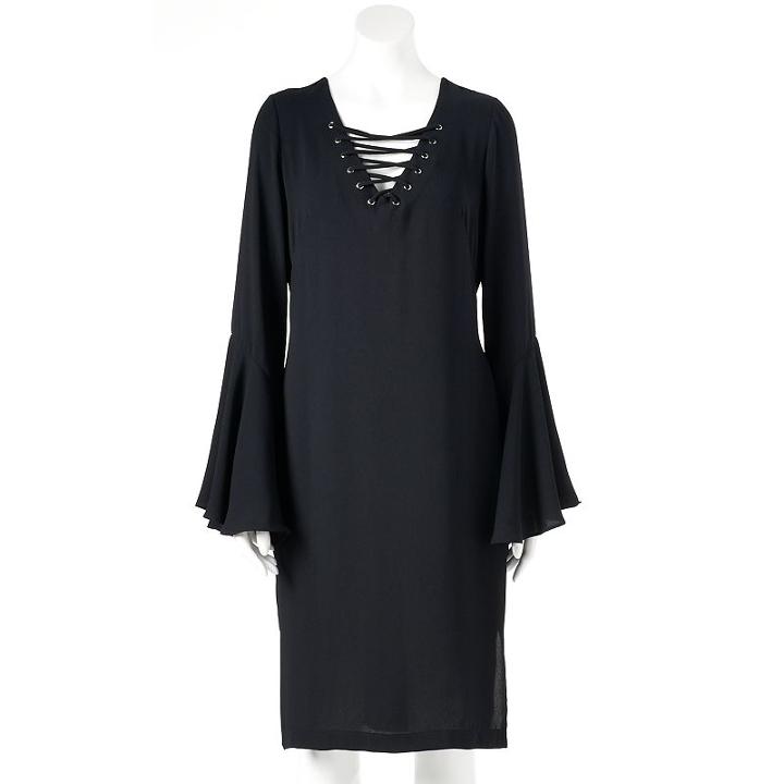 Women's Jennifer Lopez Lace-up Shift Dress, Size: 6, Black