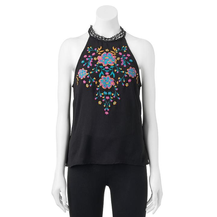 Juniors' About A Girl Crochet Halter Top, Size: Xl, Oxford